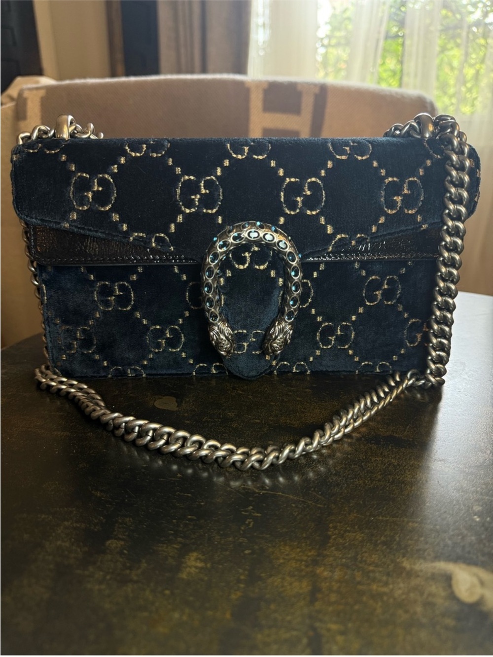 AUTHENTIC Gucci Crystal Velvet Dionysus Medium Purse